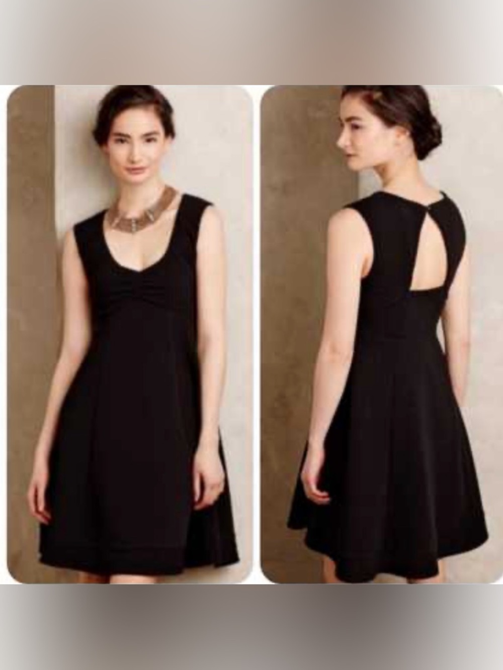 NWT MAEVE Anthropologie Black Textured Knit Fit and Flare Sleeveless Dress sz M
